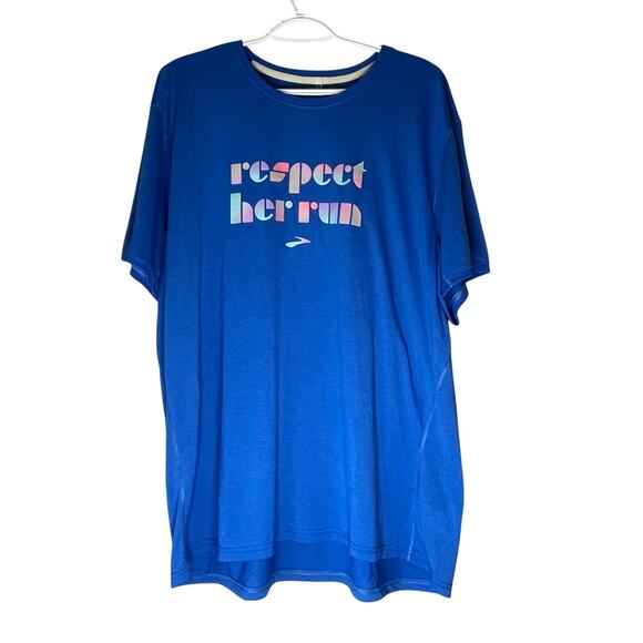 NWT! Brooks Women’s Graphic Blue T-Shirt Size XXL - Picture 1 of 15